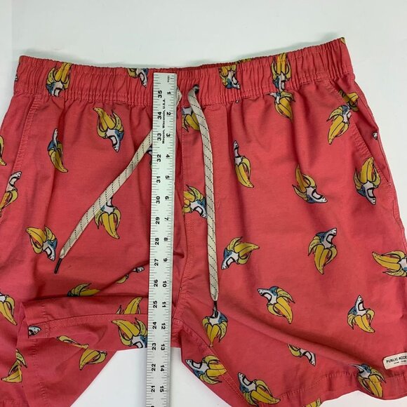 Public Access Men's Shark Banana Drawstring Elastic Waist Swim Trunks Size L - Picture 11 of 12